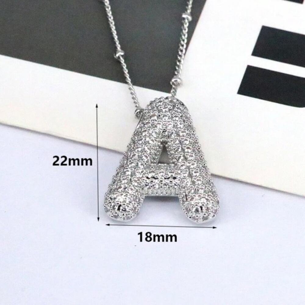 Sterling Silver Bubble Balloon Initial Necklace-Gold - Picture 4 of 4